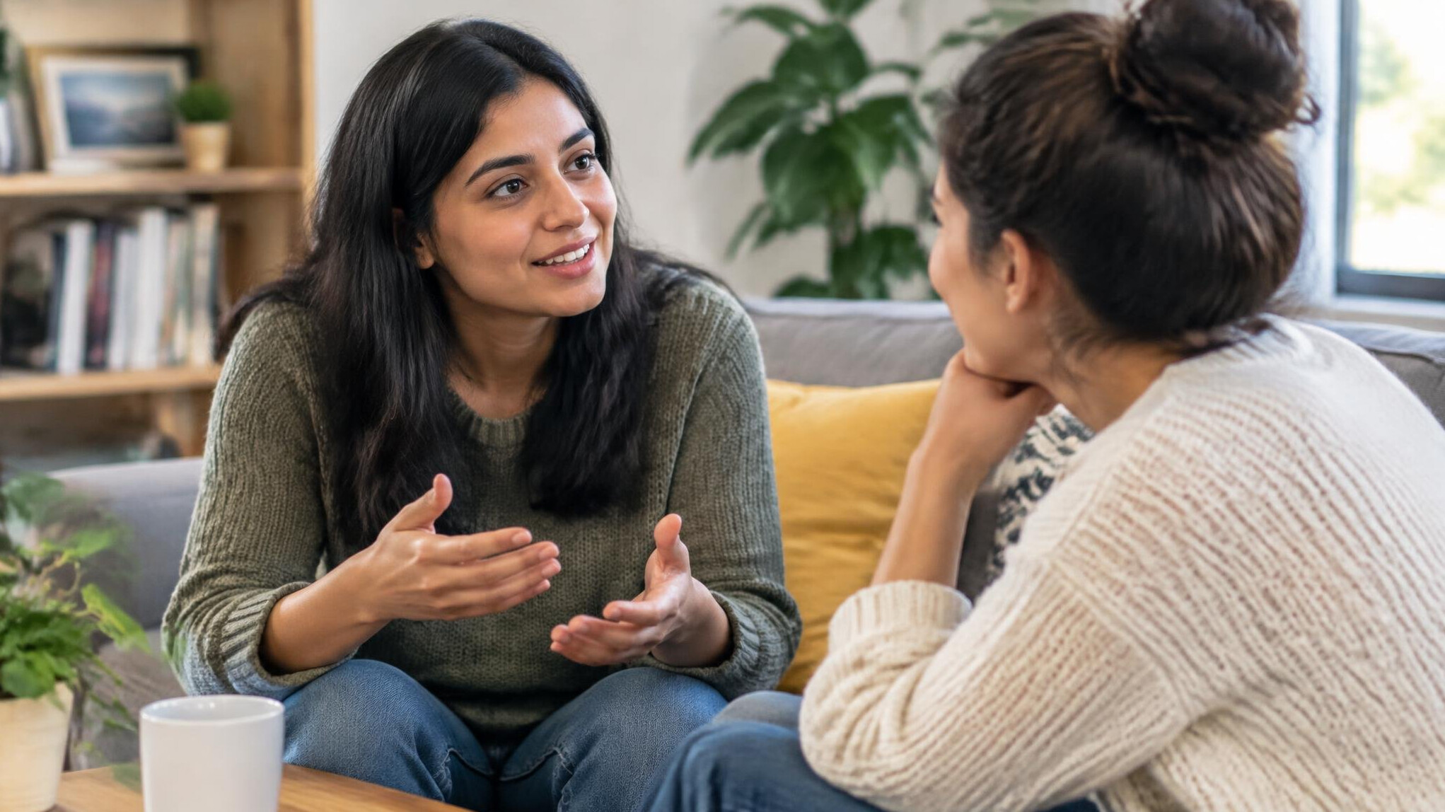 person talking to friend